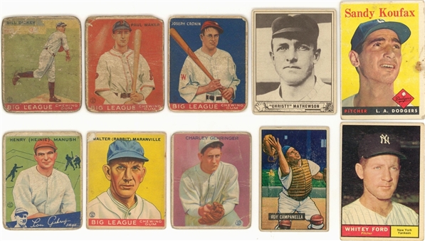 1908-1993 Topps amd Assorted Brands Collection (57) Including Hall of Famers